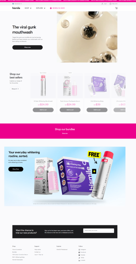 hismileteeth Shopify website